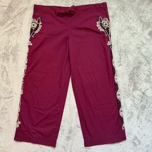 Vintage Urban Outfitters Henna Embroidered Cotton Maroon Y2K Pants Size S NWT